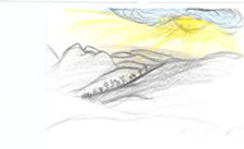 Drawing: Beetle Rock view