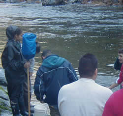 alexis preparing to enter the river