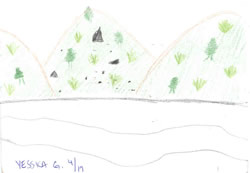 sketch: forested hills