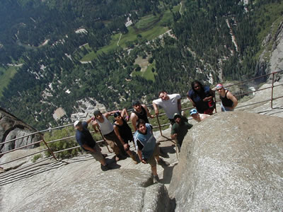 Allene and group and Yosemite Falls overlook