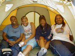 girls in tent
