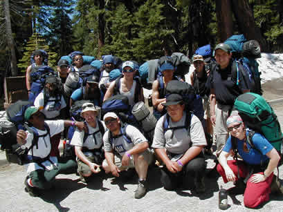 group with backpacks