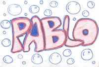 sketch: pablo's name with bubbles