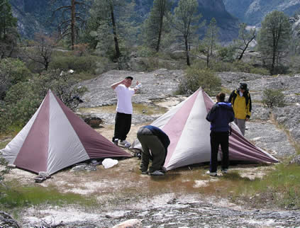 boys with tents