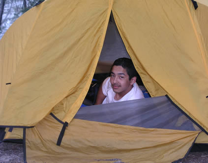 joaquin in tent