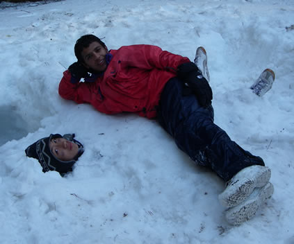 kevin buried in snow