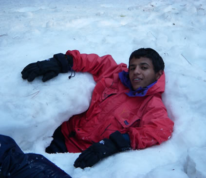 taher in the snow