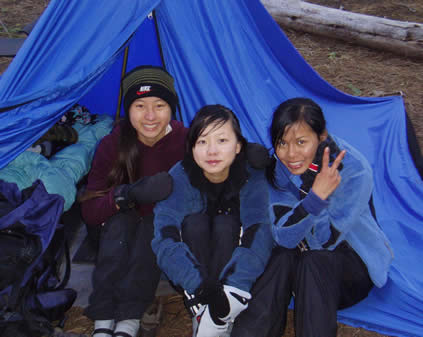 friends by their tent