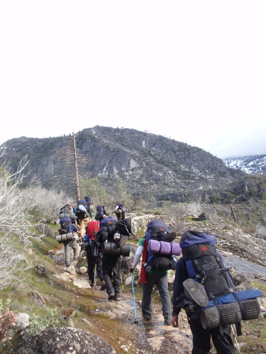 group on trail at Hetchy