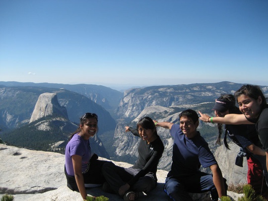 pointing to half dome