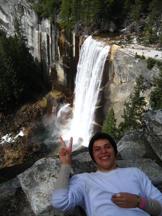 Jesse in front of falls
