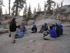 Photo: team circle at Sunrise camp